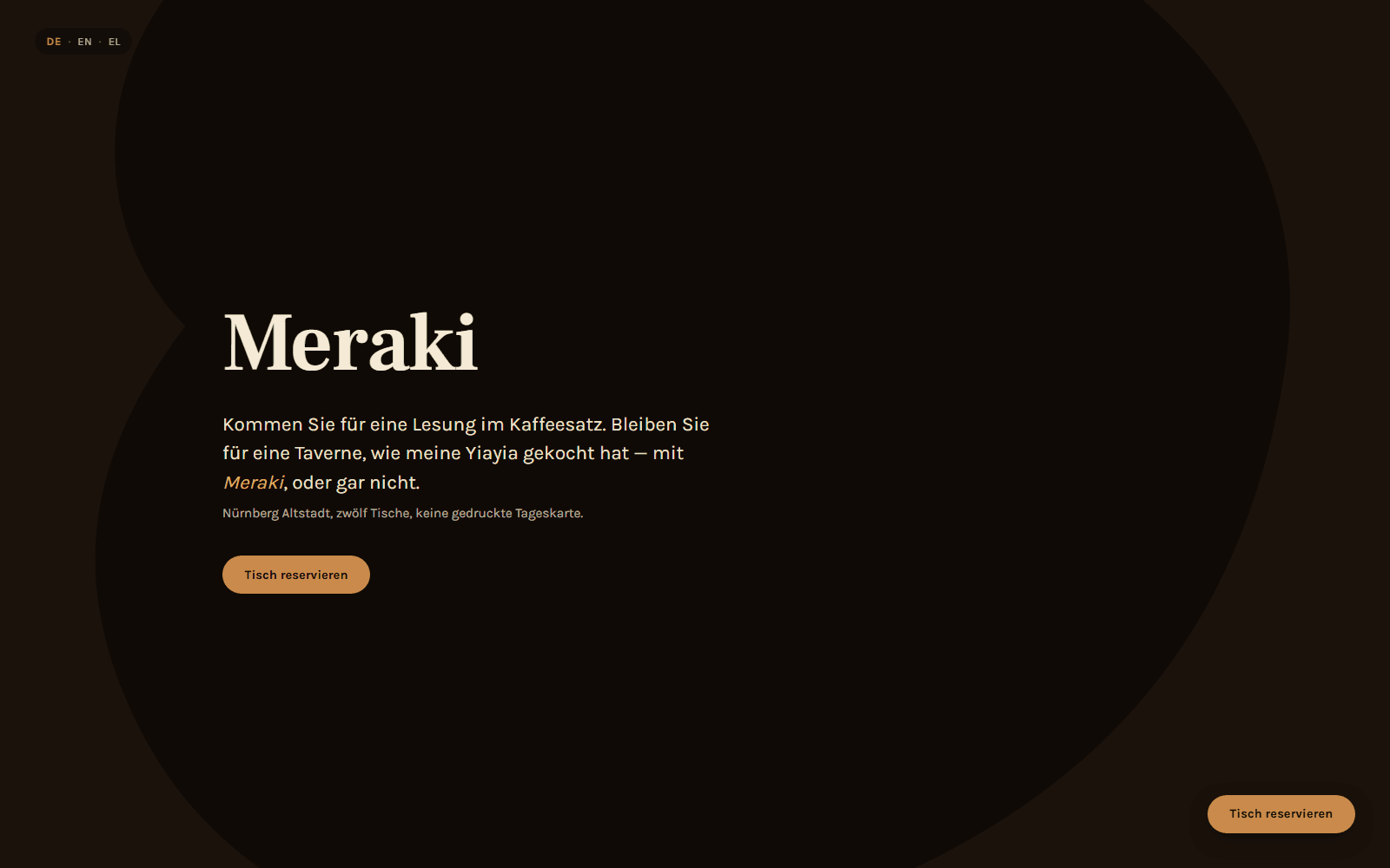 Meraki — screenshot of the live site